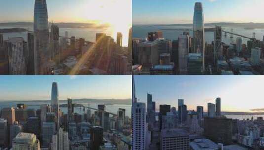 城市航拍旧金山Salesforce大楼高清在线视频素材下载