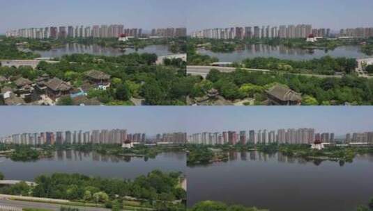 枣庄东湖公园高清在线视频素材下载