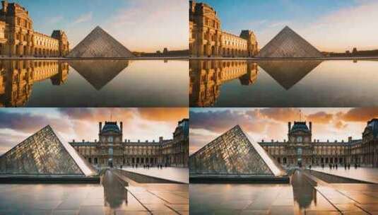 法国巴黎卢浮宫高清在线视频素材下载