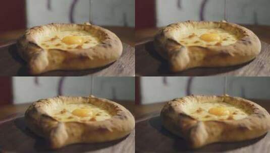 传统格鲁吉亚美食Khachapuri A高清在线视频素材下载