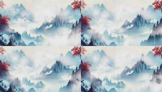 中国风水墨背景素材3高清在线视频素材下载
