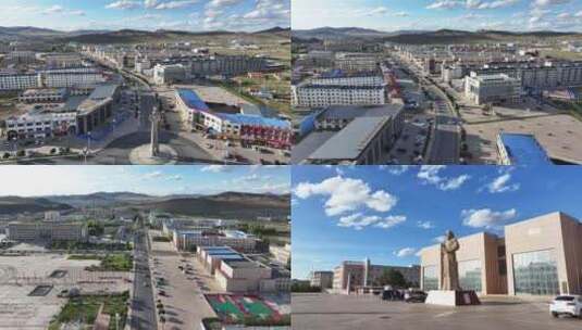 内蒙古正镶白旗城市宣传片明安图镇航拍高清在线视频素材下载