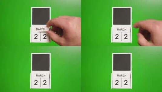 03.绿色背景上日期为3月22日的日历。高清在线视频素材下载