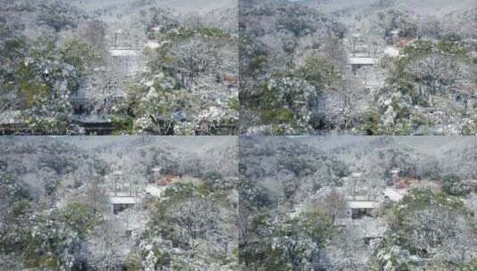 湖南省长沙市岳麓山岳麓书院雪景4k航拍高清在线视频素材下载