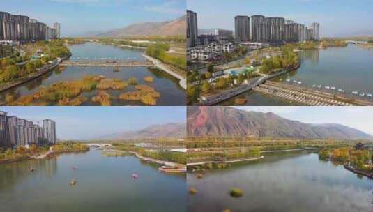 青海西宁北川湿地公园高清在线视频素材下载
