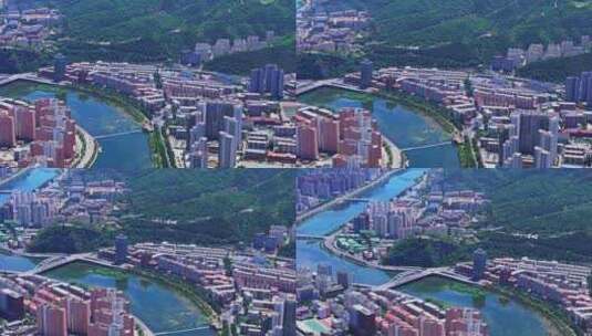 中国河北承德市双桥区夏季城市航拍高清在线视频素材下载