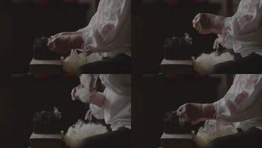 羊毛、编织、女人、线高清在线视频素材下载