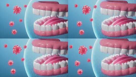 带护罩的人牙，牙齿保护，3d渲染。高清在线视频素材下载