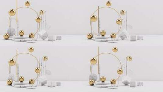 最小场景与讲台和抽象背景。金色和柔和的彩高清在线视频素材下载