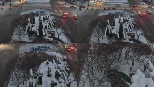 航拍雪景 冬至节气 冬天雪景  冬季高清在线视频素材下载