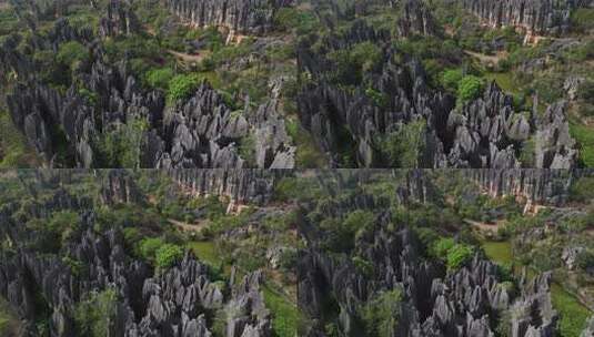 云南昆明石林县石林风景区航拍地质风光高清在线视频素材下载