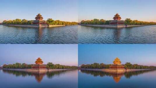 故宫角楼日转夜亮灯高清在线视频素材下载