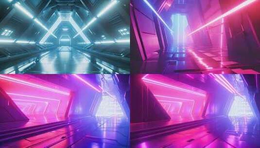 奇幻赛博朋克极光通道 科幻背景空镜素材高清在线视频素材下载