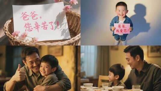 温馨父亲节亲子时光 父爱如山快乐成长高清在线视频素材下载