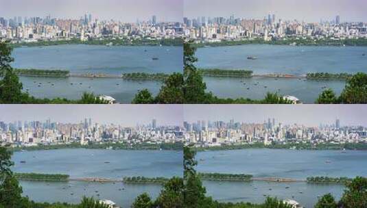 夏季杭州西湖高视角全景延时高清在线视频素材下载