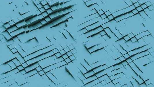 蓝色方形移动3D瓷砖图案。设计。波浪立方高清在线视频素材下载