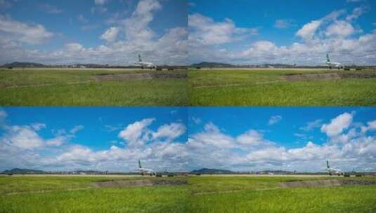 机场飞机起飞滑行忙碌延时摄影高清在线视频素材下载