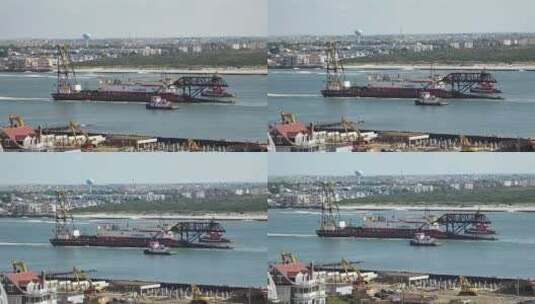 在河上航行的货船高清在线视频素材下载