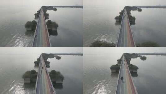 无锡贡湖湾湿地公园彩虹桥4K航拍原素材高清在线视频素材下载