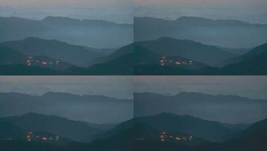 日落时分村庄的延时拍摄景观高清在线视频素材下载