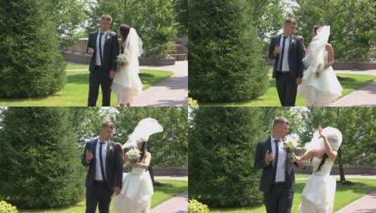 公园里的新娘和新郎高清在线视频素材下载