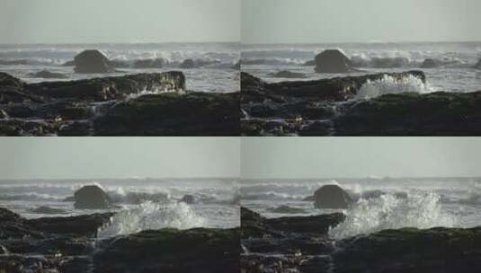 海洋上海浪慢动作飞溅高清在线视频素材下载