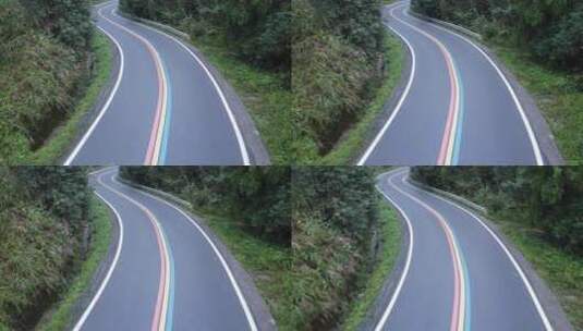 湖南紫鹊界景区公路航拍高清在线视频素材下载