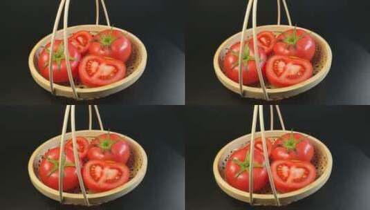 番茄西红柿美食食材4K实拍视频高清在线视频素材下载