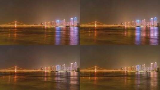 武汉鹦鹉洲大桥夜景延时摄影高清在线视频素材下载