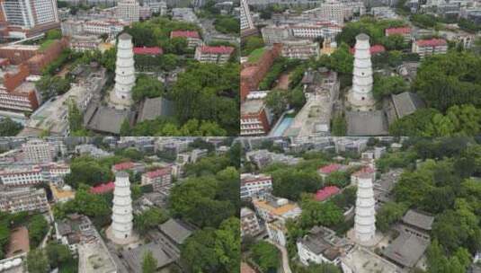 福建福州白塔寺白塔地标建筑航拍高清在线视频素材下载