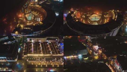 《4K超清》杭州湖滨商业街夜景航拍2高清在线视频素材下载