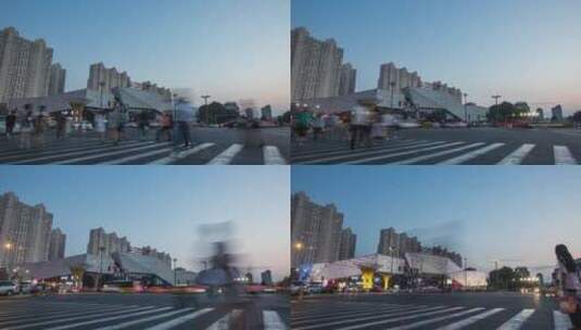 哈尔滨哈西万达广场车流延时高清在线视频素材下载