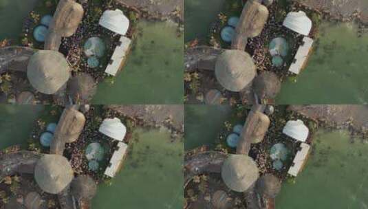 从空中俯瞰海滩上的一个小春节高清在线视频素材下载