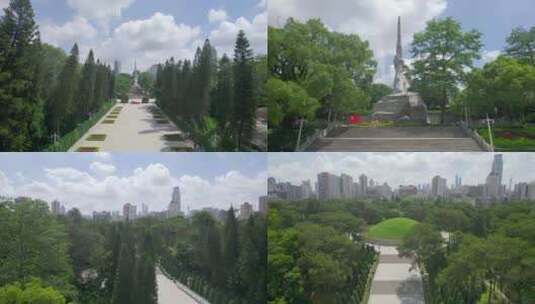 广州市烈士陵园航拍红色根据地高清在线视频素材下载