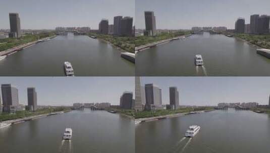 天津滨海新区海河游艇高清在线视频素材下载