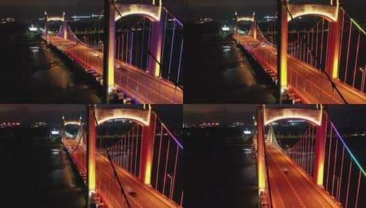 城市的桥梁夜景航拍高清在线视频素材下载