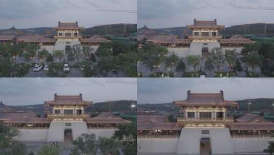 洛阳龙门龙门石窟伊河古街古建筑航拍高清在线视频素材下载