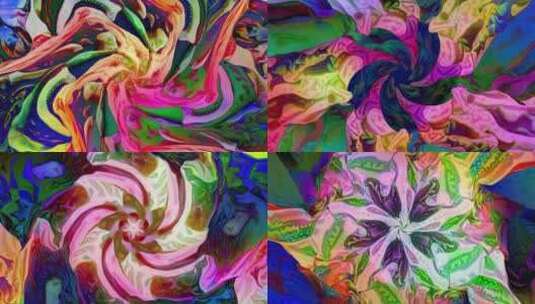 颜料花朵纹理变幻推进高清在线视频素材下载