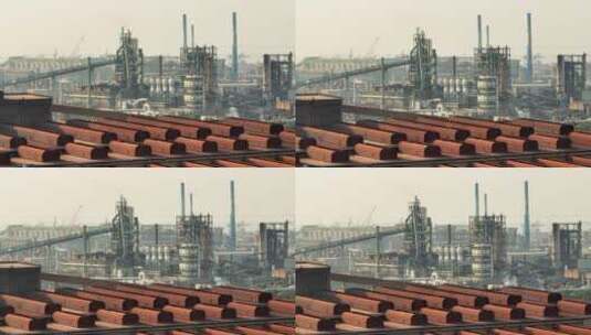 钢铁厂重工业航拍高清在线视频素材下载