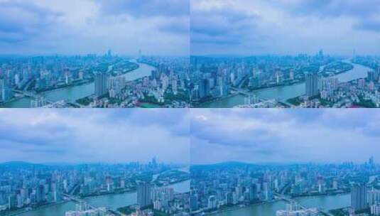 广州珠江城市景观与天空云彩延时风光高清在线视频素材下载