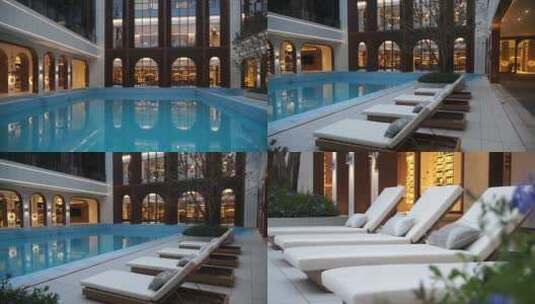 酒店游泳池 游泳池高清在线视频素材下载