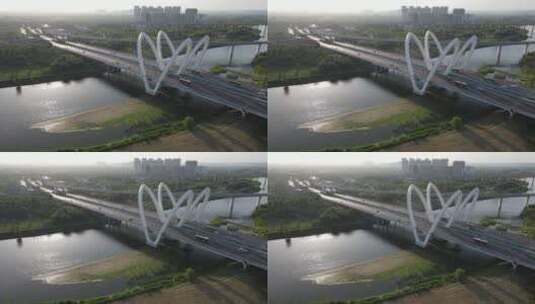 西咸新区沣东新城镐京大桥发展地铁5号线高清在线视频素材下载