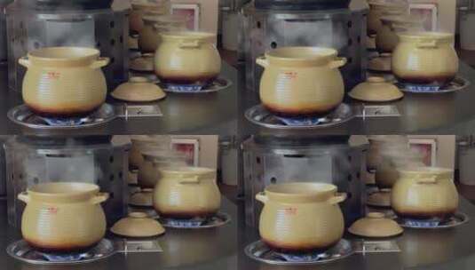 沸腾的中式美食瓦罐鸡高清在线视频素材下载