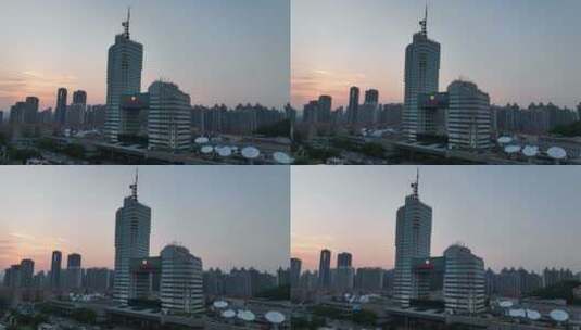 5K航拍夕阳下的湖南电视台大楼5高清在线视频素材下载
