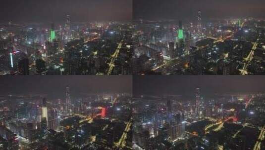 深圳深南中路夜景航拍高清在线视频素材下载