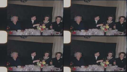 美国高层的庆功晚宴旧影像高清在线视频素材下载