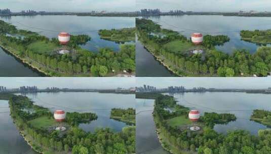 航拍武汉东湖风景区高清在线视频素材下载