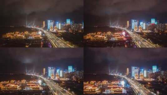 城市建筑夜景航拍延时高清在线视频素材下载