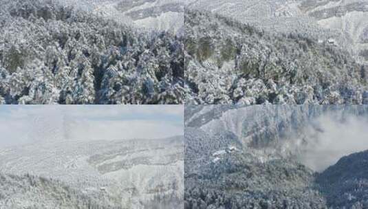 航拍峨眉山山谷雪景高清在线视频素材下载