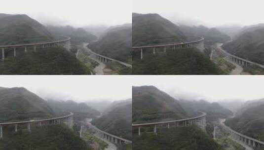 4K航拍四川雅西高速上下两层双螺旋大桥高清在线视频素材下载